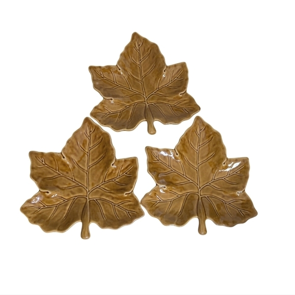 Pottery Barn Other - Pottery Barn Maple Leaf Plates Vintage Amber Leaf Shaped Salad Plates Per Plate
